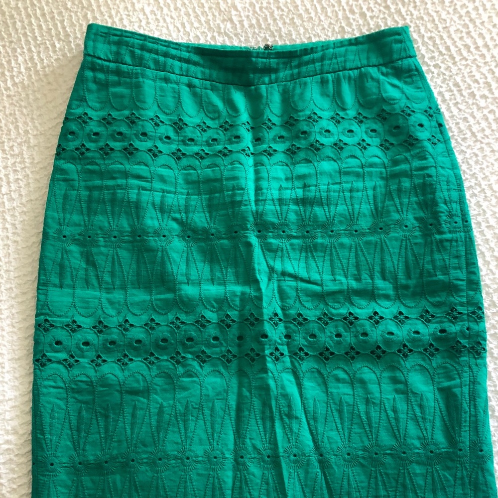 Ann Taylor Loft Teal Eyelet Pencil Skirt